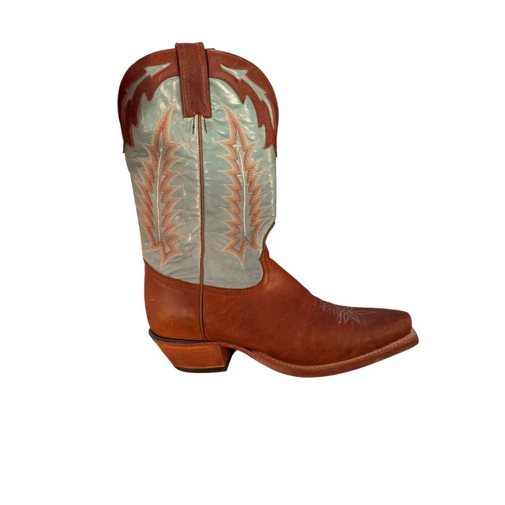 Tony Lama Womens Boots Size 8 B Brown Turquoise Cowgirl Embroidered USA Vintage - Picture 13 of 16